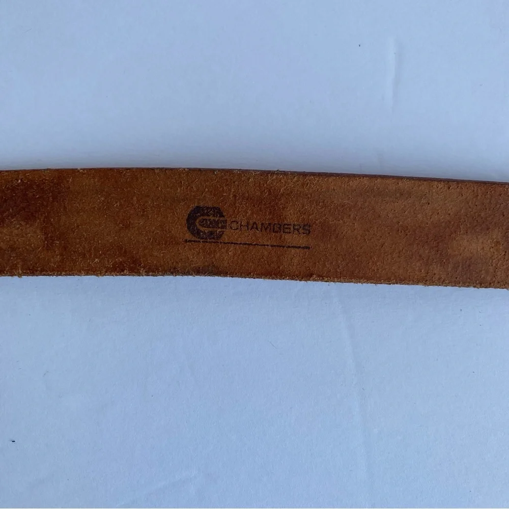 Vintage Chambers Leather Belt Horses Embellished Buckle Size 26